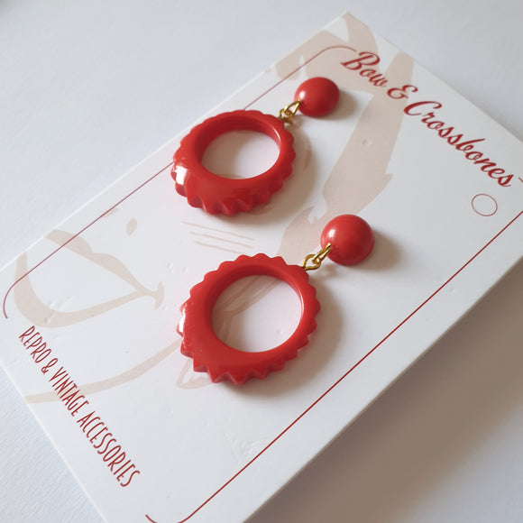 Iris Red Hoop Earrings