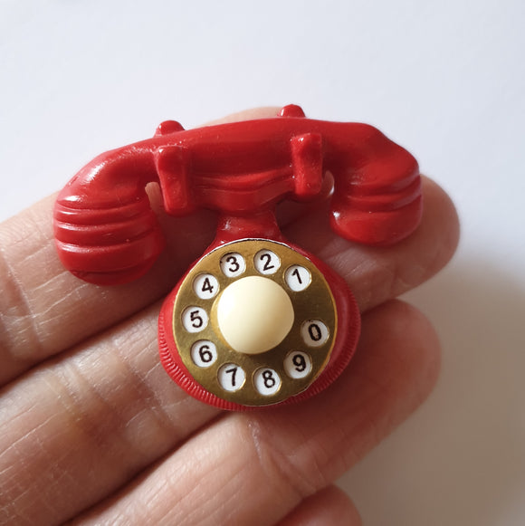 Novelty Telephone Brooch - Red