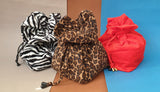 Lulu Square drawstring bag - Zebra Print *SPRING FLASH SALE!* 2nd's Quality - Bow & Crossbones LTD