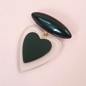 Belinda Bakelite Reproduction Love Heart Brooch - Black *SPRING FLASH SALE!* - Bow & Crossbones LTD