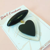 Belinda Bakelite Reproduction Love Heart Brooch - Black *SPRING FLASH SALE!* - Bow & Crossbones LTD