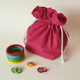 Lulu Square Drawstring Bag - Red Cotton *SPRING FLASH SALE!* - Bow & Crossbones LTD