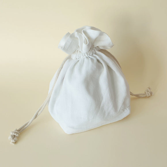 Lulu Square Drawstring Bag - White Cotton *SPRING FLASH SALE!* - Bow & Crossbones LTD