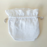 Lulu Square Drawstring Bag - White Cotton *SPRING FLASH SALE!* - Bow & Crossbones LTD