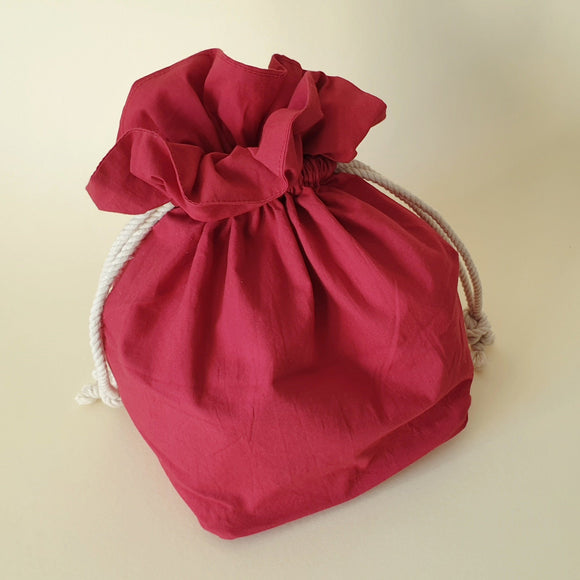 Lulu Square Drawstring Bag - Red Cotton *SPRING FLASH SALE!* - Bow & Crossbones LTD