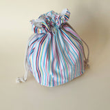 Lulu Square Drawstring Bag - Beach Stripes *SPRING FLASH SALE!* - Bow & Crossbones LTD