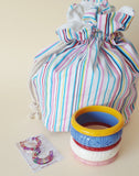 Lulu Square Drawstring Bag - Beach Stripes *SPRING FLASH SALE!* - Bow & Crossbones LTD