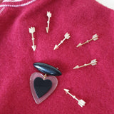 Belinda Bakelite Reproduction Love Heart Brooch - Black *SPRING FLASH SALE!* - Bow & Crossbones LTD