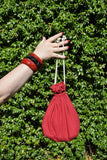 Lulu Square Drawstring Bag - Red Cotton *SPRING FLASH SALE!* - Bow & Crossbones LTD