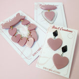 Beau Dangle Bakelite Reproduction Heart Brooch - Dusty Pink * SALE!* - Bow & Crossbones LTD