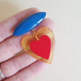 Belinda Bakelite Reproduction Love Heart Brooch - Primary - Bow & Crossbones LTD