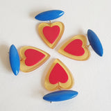 Belinda Bakelite Reproduction Love Heart Brooch - Primary - Bow & Crossbones LTD