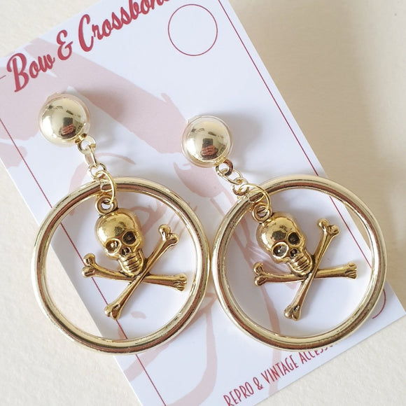 Bonny Anne Skull Hoop Earrings - More Colours - Bow & Crossbones LTD