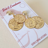 Coin Drop Stud Earrings - Bow & Crossbones LTD