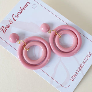 DOT Double Hoops - Baby Pink * SALE! * - Bow & Crossbones LTD