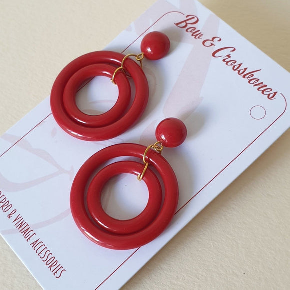 DOT Double Hoops - Cherry Red * SALE! * - Bow & Crossbones LTD