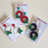 Festive Wreath Earrings - More Colours! *Limited Edition* - Bow & Crossbones LTD