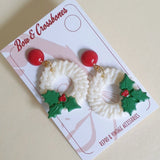 Festive Wreath Earrings - More Colours! *Limited Edition* - Bow & Crossbones LTD