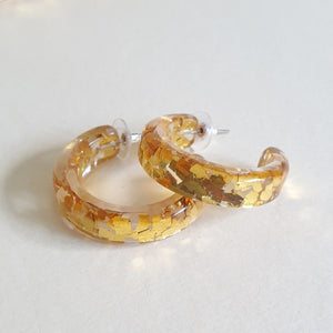 Grace Lucite Confetti Hoop Earrings - Atomic Gold - Bow & Crossbones LTD