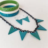 Ingrid Chevron Necklace - Marbled Teal *SALE!* - Bow & Crossbones LTD