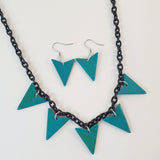 Ingrid Chevron Necklace - Marbled Teal *SALE!* - Bow & Crossbones LTD