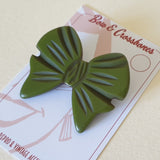 Josephine Bow Brooch - Green - Bow & Crossbones LTD