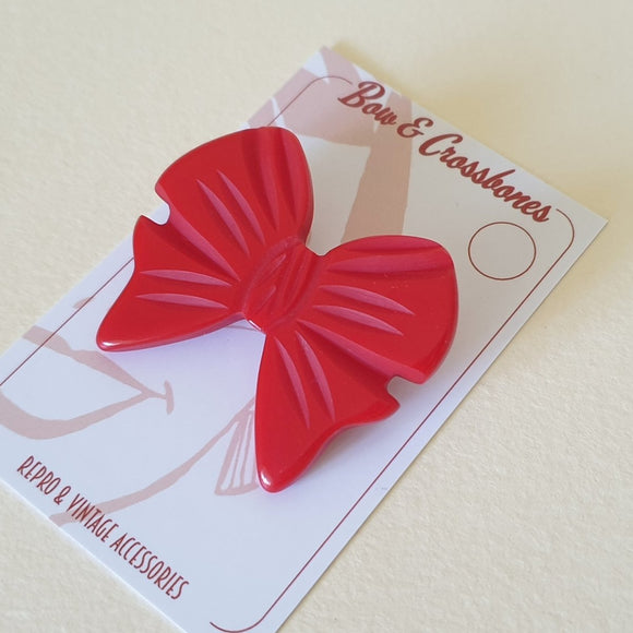 Josephine Bow Brooch - Red - Bow & Crossbones LTD