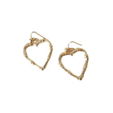Retro Vintage Heart Bamboo Earrings - Gold - Bow & Crossbones LTD