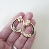 Retro Vintage Knocker Hoop Earrings - Gold - Bow & Crossbones LTD