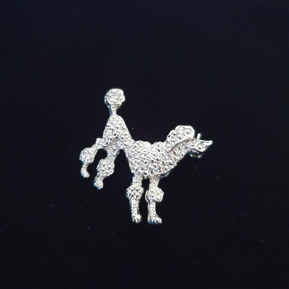 Retro Vintage Novelty Poodle Brooch - Bow & Crossbones LTD