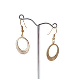 Retro Vintage Striped Oval Hoop Earrings - Gold - Bow & Crossbones LTD