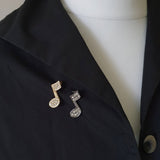 Small Retro Vintage Musical Notes Brooch - More Colours - Bow & Crossbones LTD