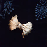 True Vintage Sculpted Leaf Bow Brooch - Gold - Bow & Crossbones LTD