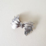 True Vintage Sculpted Leaf Bow Brooch - Silver - Bow & Crossbones LTD
